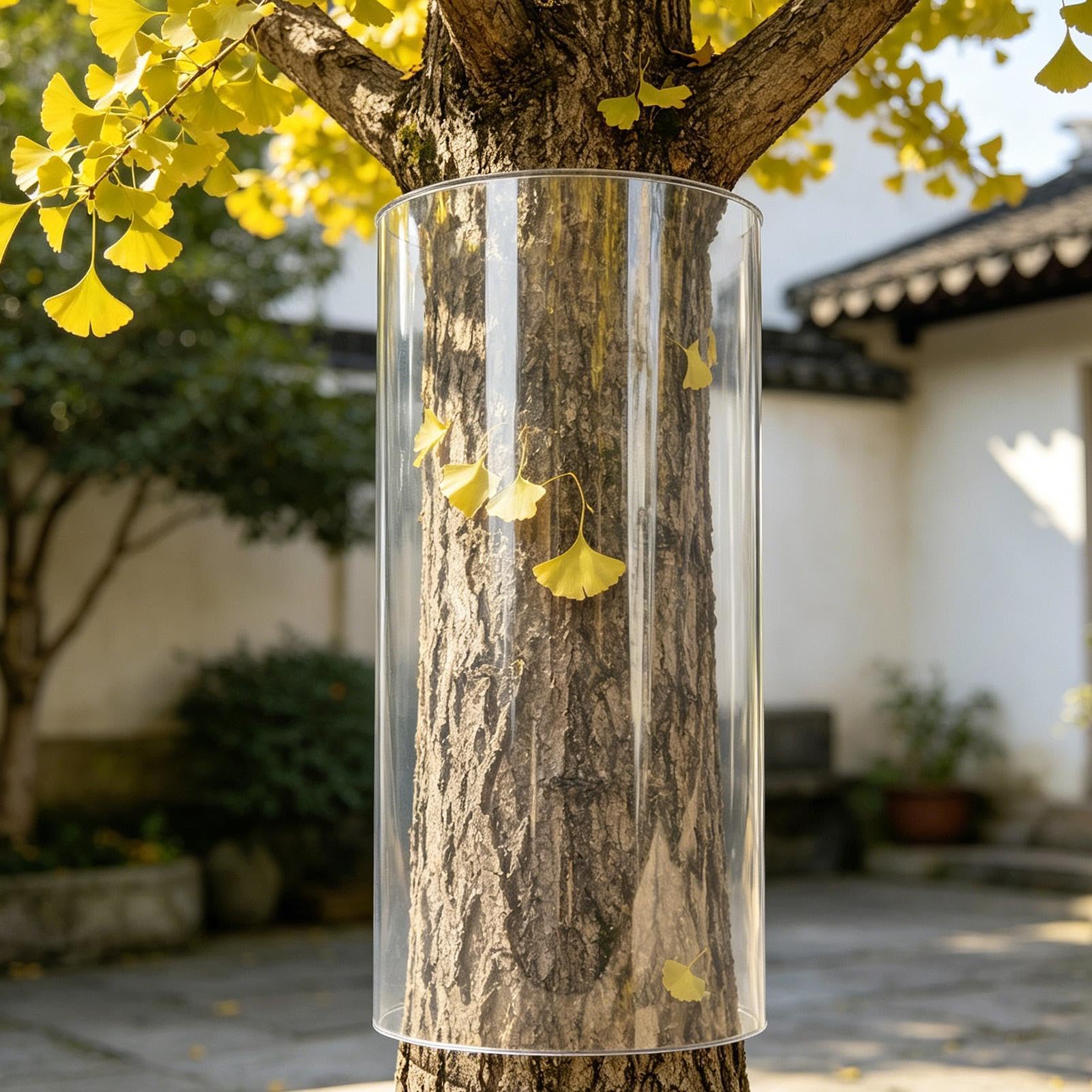 protectora para árbol de PET transparente antiescalada contra