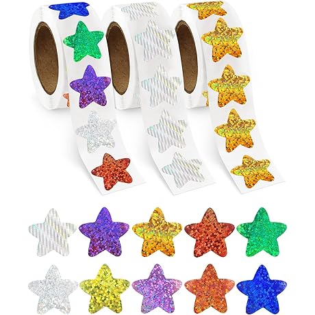 Enticing Sparkly Star Notebook for Creative Expression: Benvo's 1500 Pcs Holographic Star Stickers