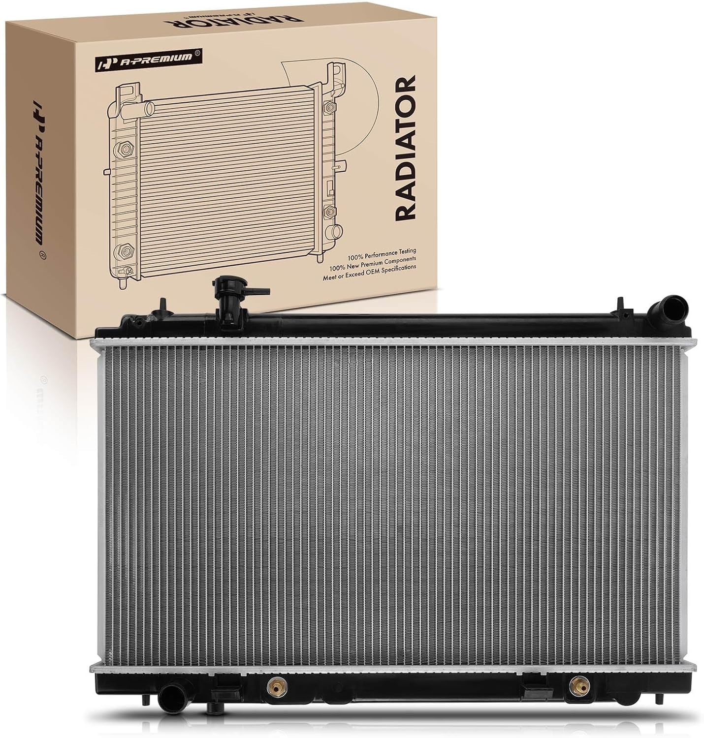 A-Premium Engine Coolant Radiator with Transmission Oil Cooler Compatible with Nissan 350Z 2003-2006 V6 3.5L, Automatic Transmission, Replace# 21460CD010