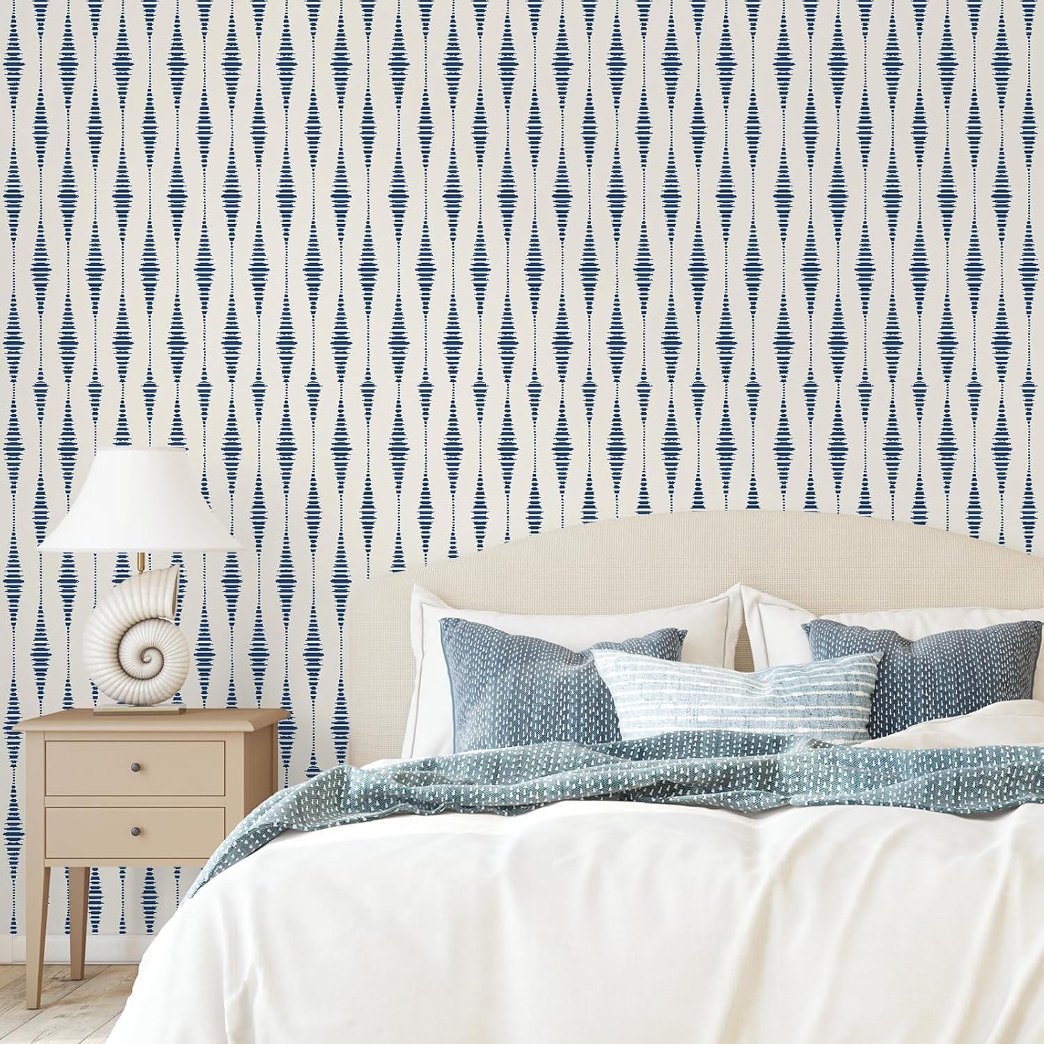 VEELIKE Blue Abstract Art Deco Wallpaper Modern Diamond Geometric Wallpaper for Bedroom Living Room Bathroom 17.7''x354'' Coastal Minimalist Geometric Contact Paper Self Adhesive Accent Wall Paper
