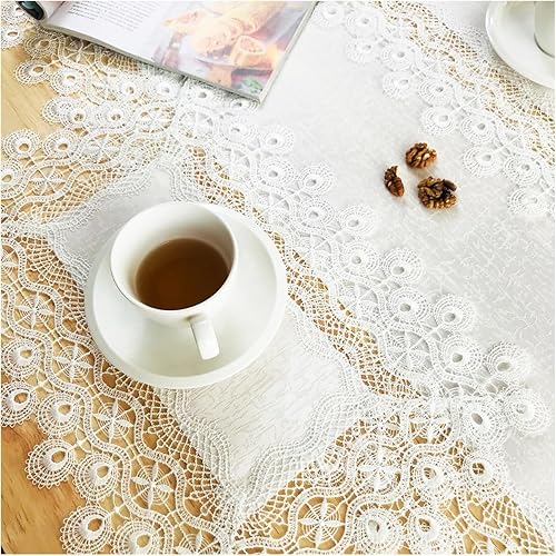 Miniatura 10 de Juego de 2 manteles individuales de encaje de poliéster para mesa de comedor, estilo granja, para otoño, boda, hotel, cocina, 12 x 18 pulgadas,