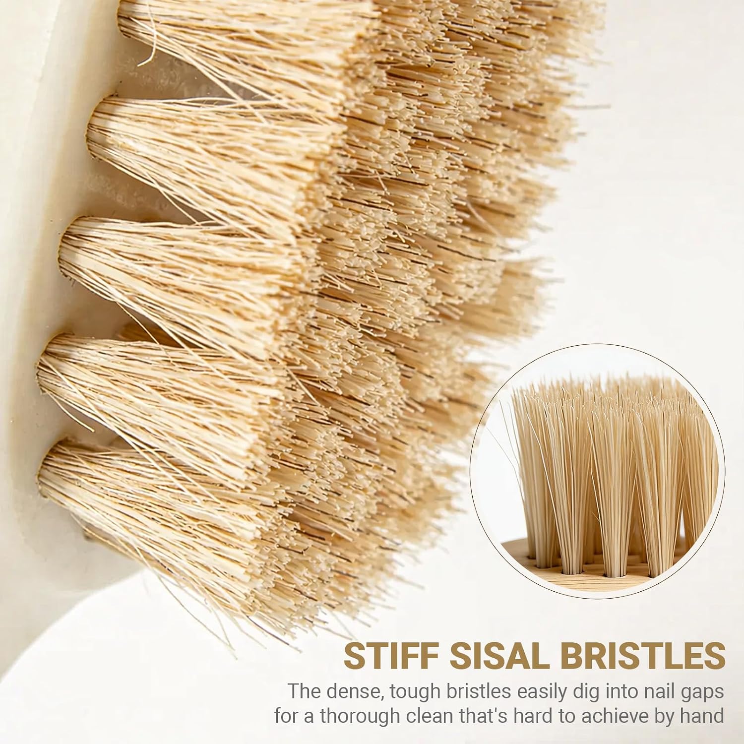 Wood Nail Brush with Hanging Hole, Fingernail Brushes for Cleaning Under Nails, Small Nail Cleaning Brush Set with Firm Sisal Bristles, 3Pack of Wooden Nail Scrubbers(Yellow)