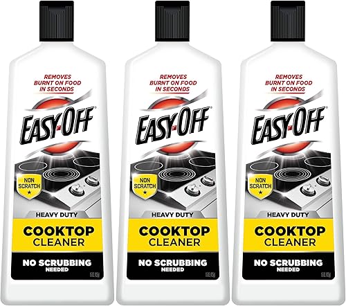 EASY-OFF - Limpiador resistente para estufas, elimina quemaduras en los alimentos en cuestión de segundos, antiarañazos, no necesita herramientas de