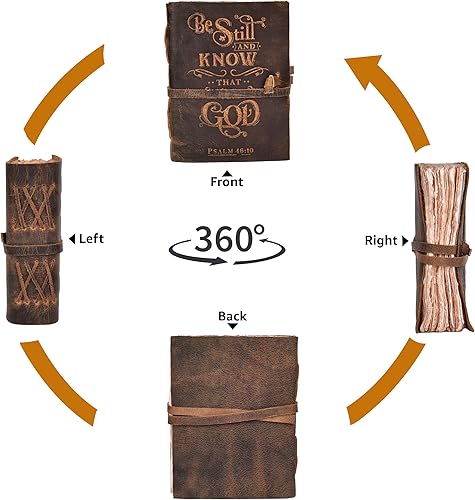 Miniatura 6 de Leather Village - Diario de oración - 8 x 6 pulgadas (A5) - 200 papeles antiguosantiguos de borde de cubierta - Diario de estudio bíblico