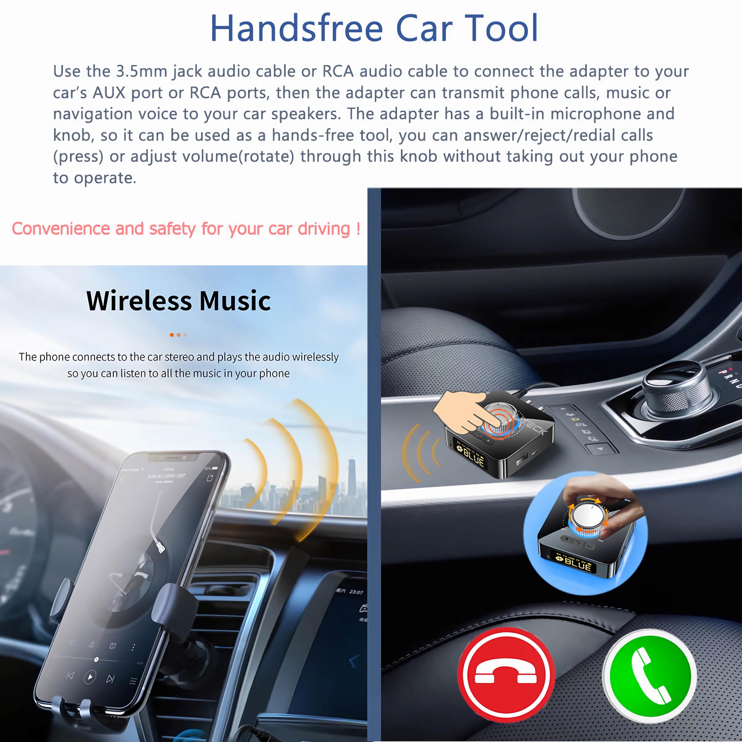 Bluetooth Adapter EMUTECK Bluetooth Audio Transmitter Receiver, 5-in-1 ...