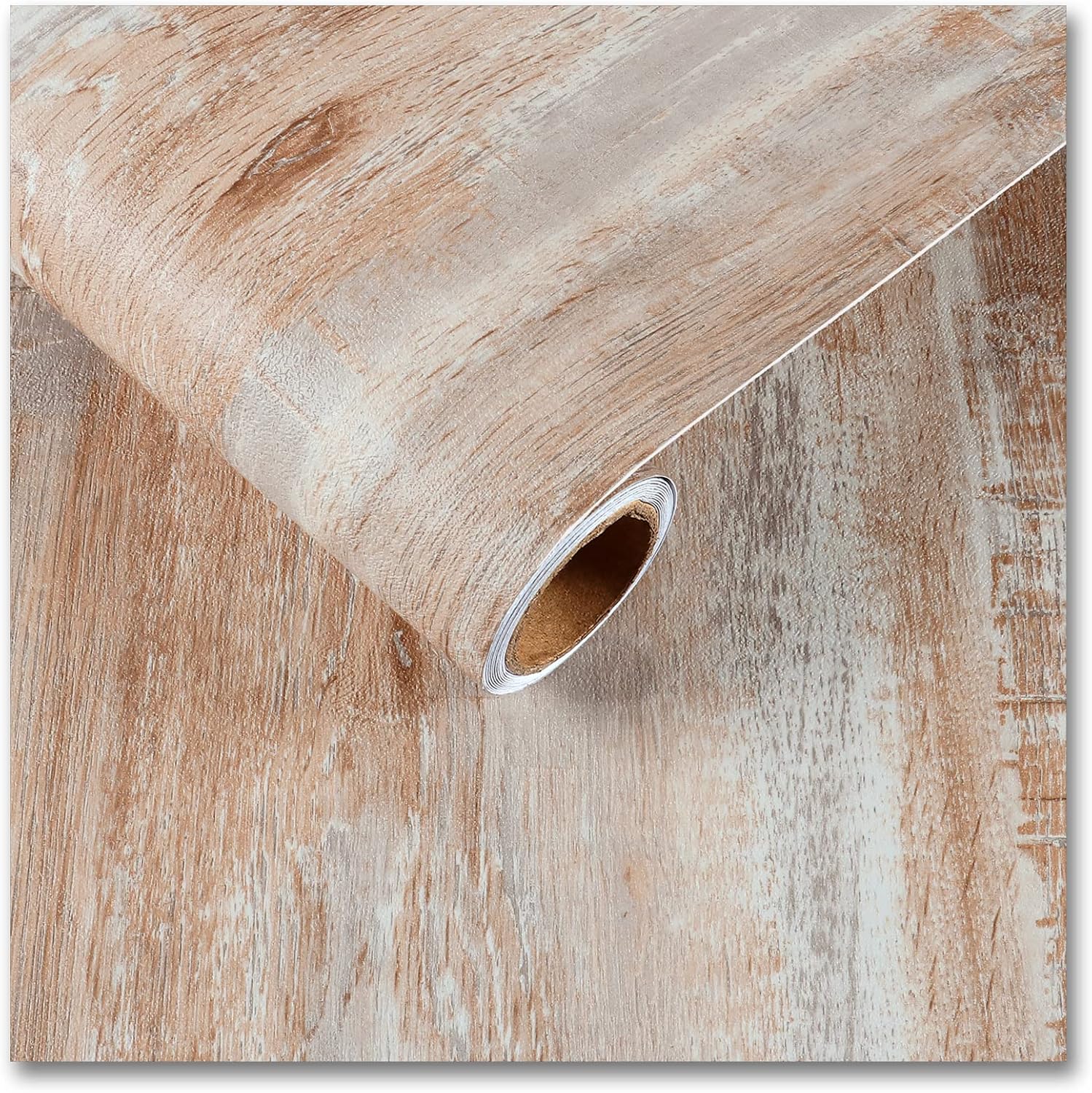 CRE8TIVE Brown Grey Wood Wallpaper Peel and Stick Textured Light Wood