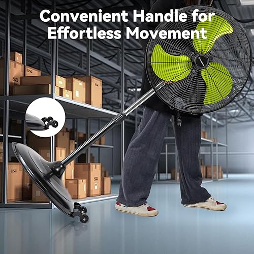 Miniatura 6 de Ventilador oscilante de pedestal de 5000 CFM de 20 pulgadas, ventilador de metal resistente de 3 velocidades, circulador de aire de alta velocidad