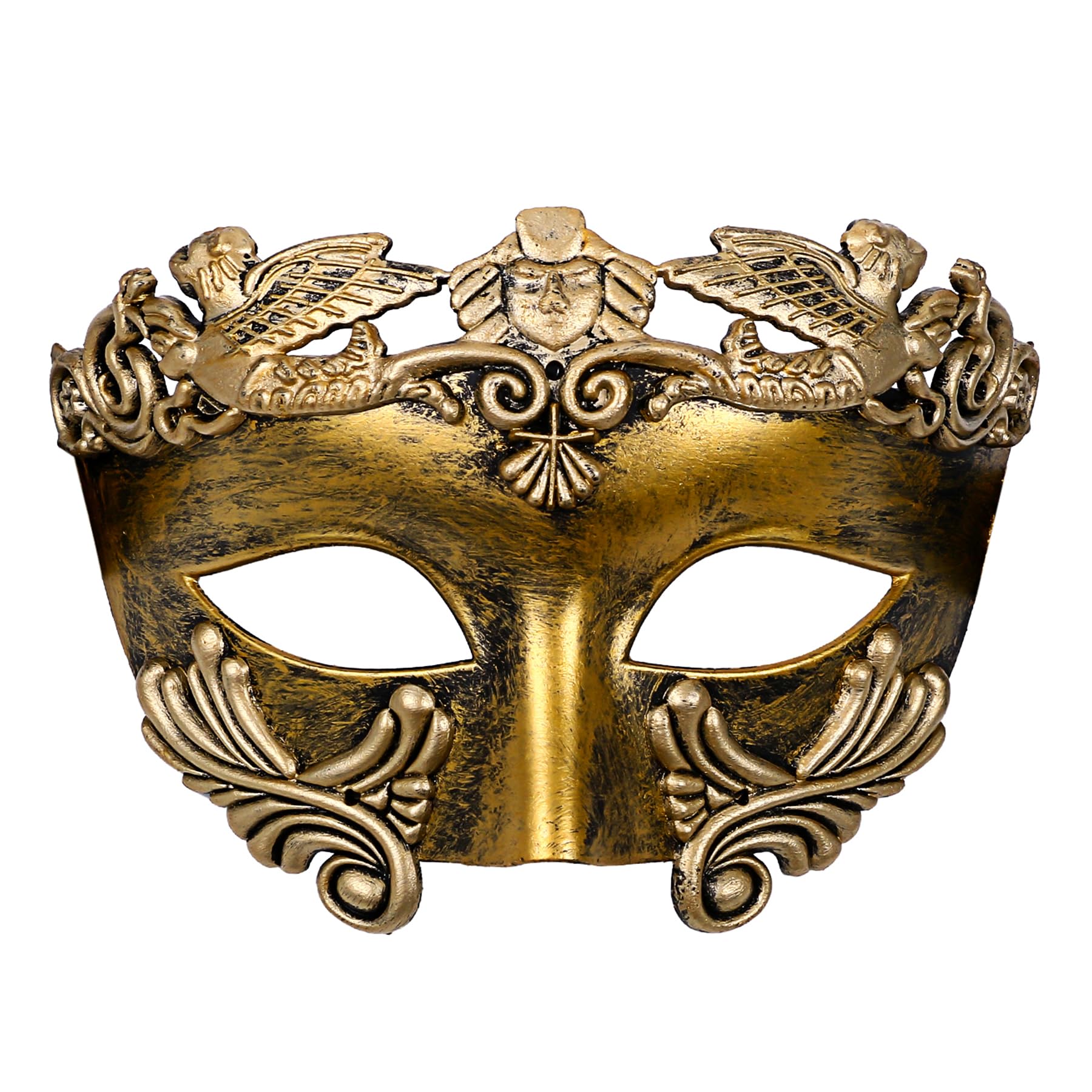 Oidea Masquerade Mask for Men: Vintage Ancient Greek Roman Warrior Phantom of The Opera Mask Halloween Venetian Mardi Gras Carnival Prom Party Masks Antique Gold