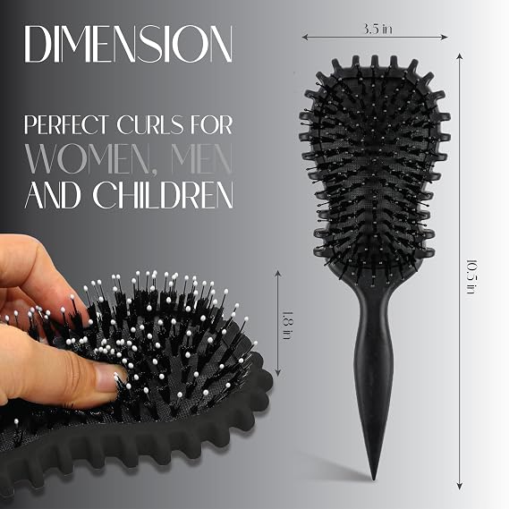 Curly Defining Brush,2025 Curly Hair Brush, Curl Define EdgeLift Brush, Shaping & Defining Curls for Women and Men,Curling Definer for Wet &Dry Hair (Black)