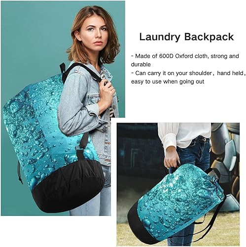 Miniatura 7 de Tatenale Mochila de lavandería extra grande resistente con correas para campamento y viajes, organizador de ropa sucia para estudiantes