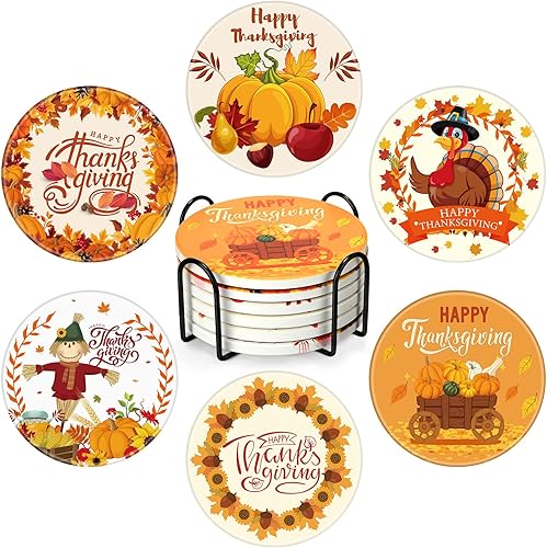 6 posavasos para el día de San Patricio con soporte, posavasos absorbentes de cerámica, posavasos para bebidas para inauguración de la casa,