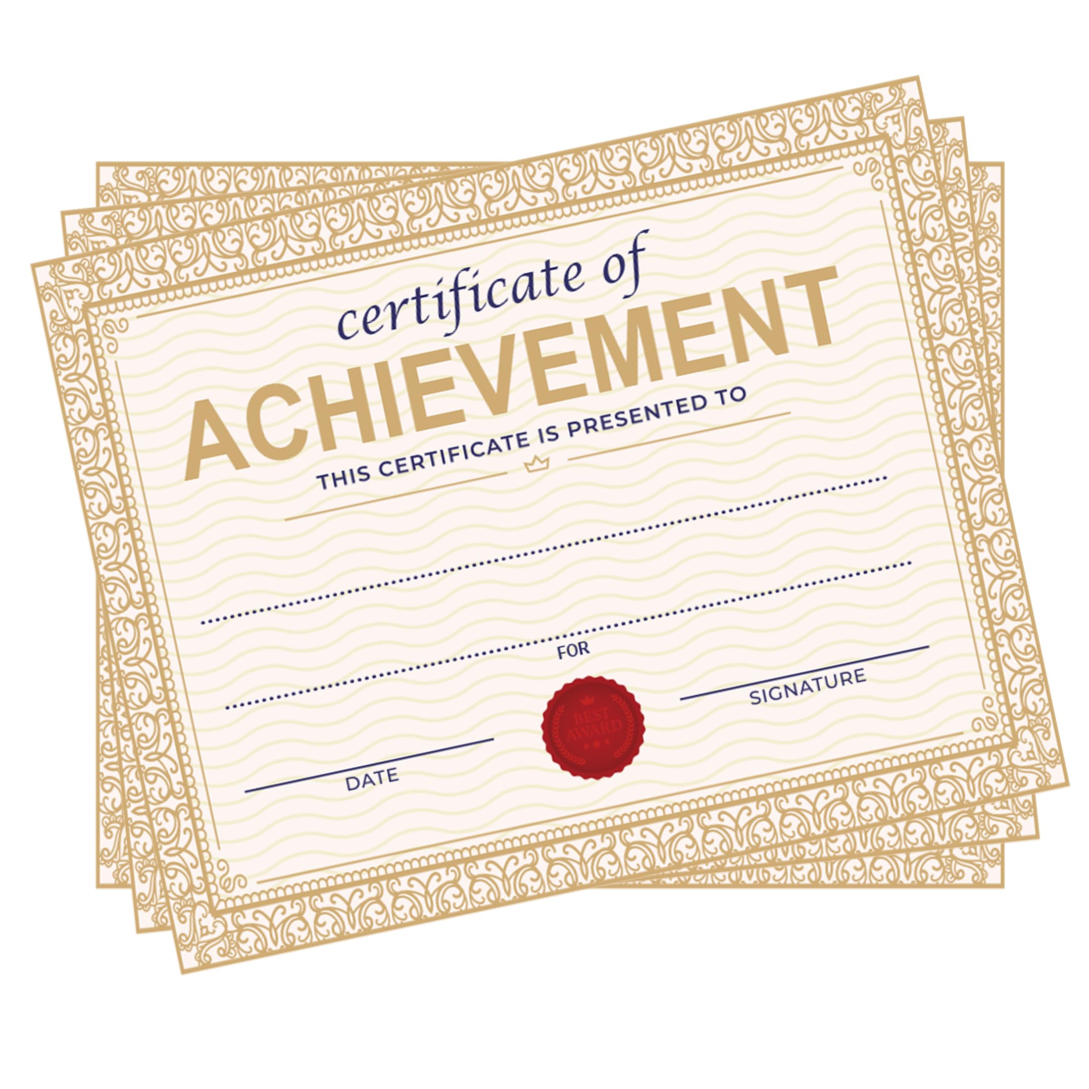 25 PCS Certificate of Achievement Awards Certificates of Completion - 8 x 10 Inches Student of Month Diploma for Gold Stars Award Certificates for Preschool & Kindergarten Graduation (pink1) — image 1