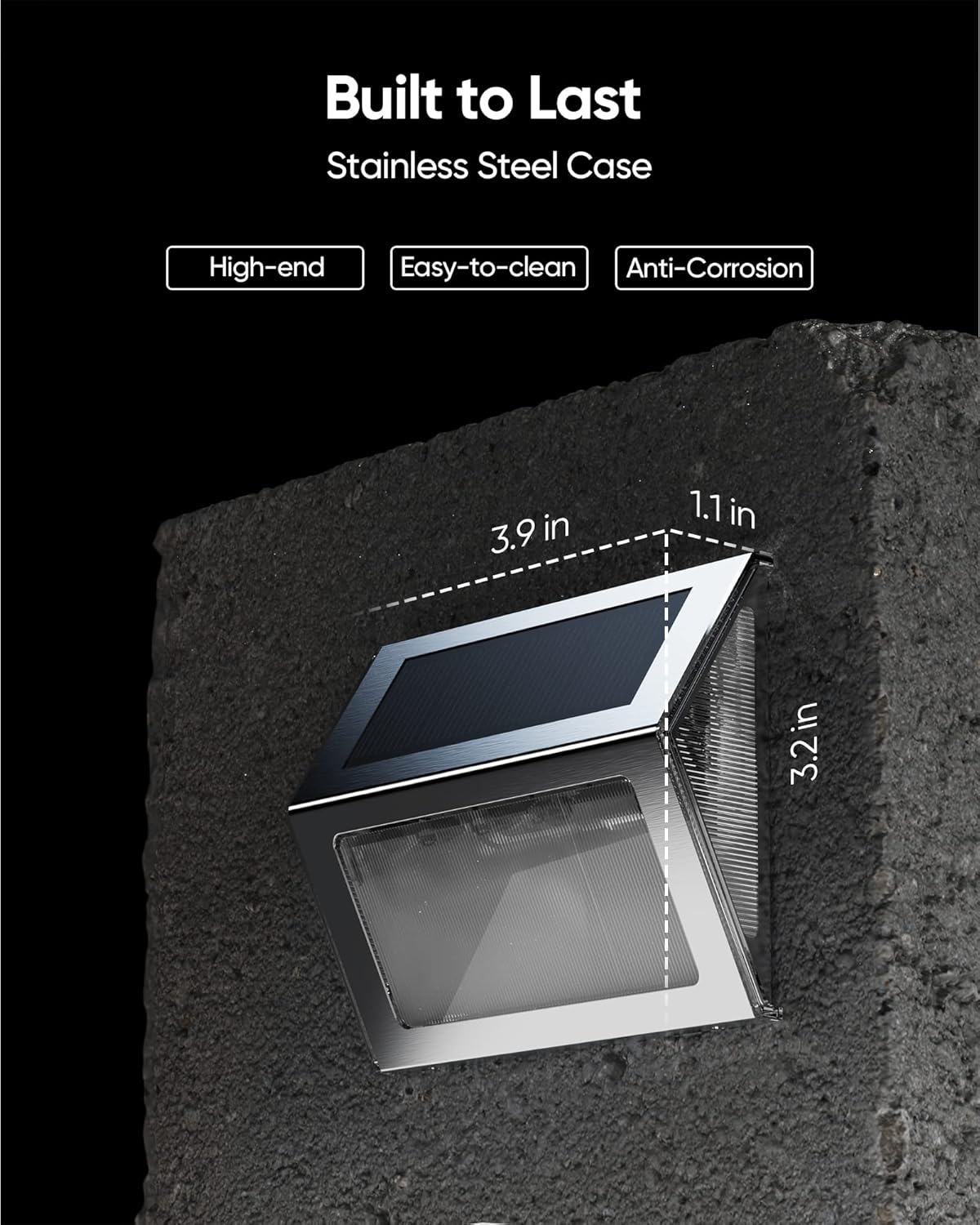 JACKYLED 8-Pack Solar Step Lights Outdoor, 7 LED 3-Side Upgraded Solar Deck Lights Stainless Steel IP65 Waterproof Solar Fence Lighting for Stairs, Patio, Fence, Steps, Garden (Cool White) - - 