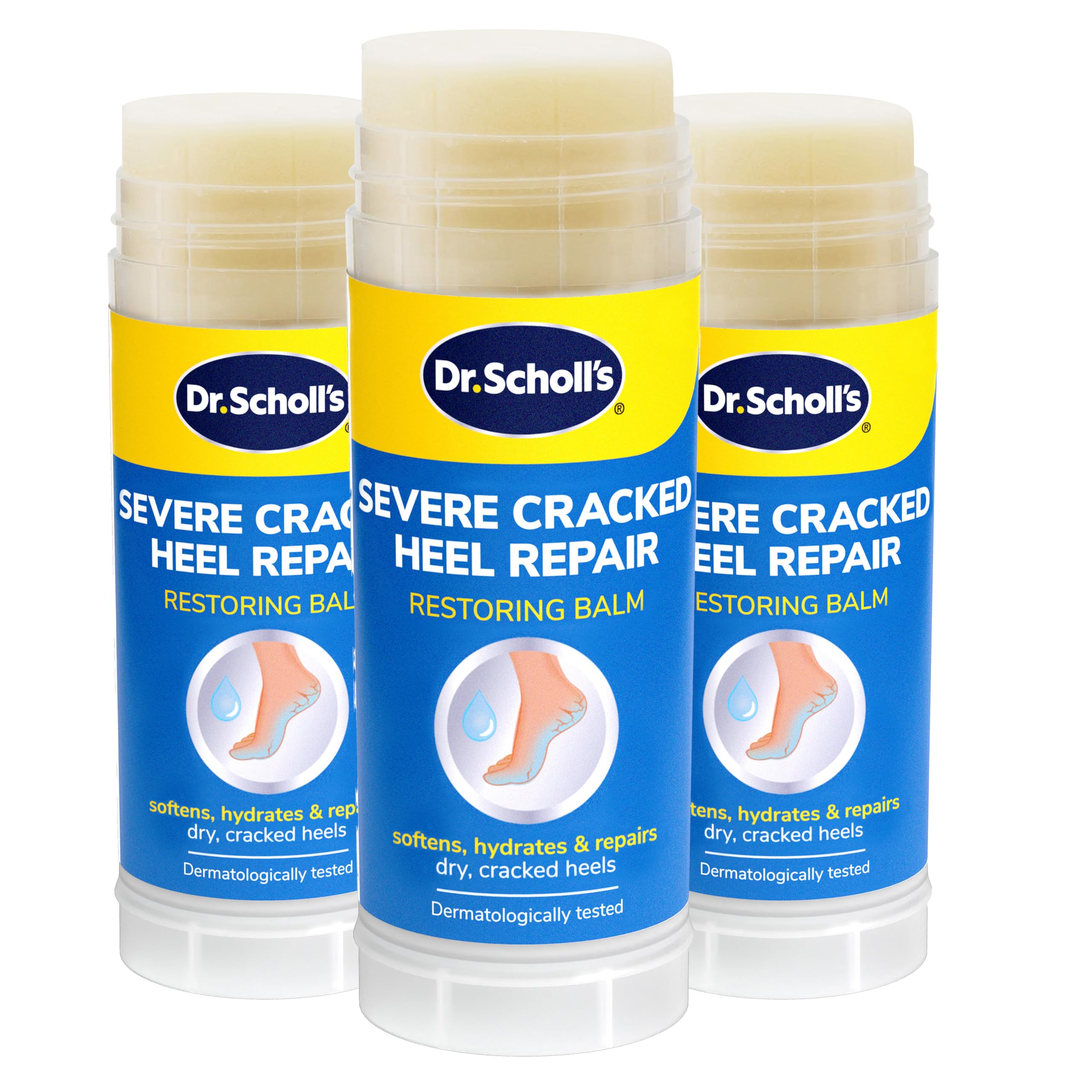 Dr. Scholl's Severe Cracked Heel Repair Restoring Balm 2.5oz, with 25% Urea for Dry, Cracked Feet, Heals and Moisturizes for Healthy Looking Feet, Foot Care, Epsom Salt Soothes, Safe for Diabetics