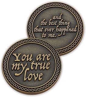 Romantic Love Expression Antique Gold Plated Pocket Coin for Date Night, You are My True Love, and The Best Thing That Ever Happened to Me, Love Gift for Men and Women, from Him or Her