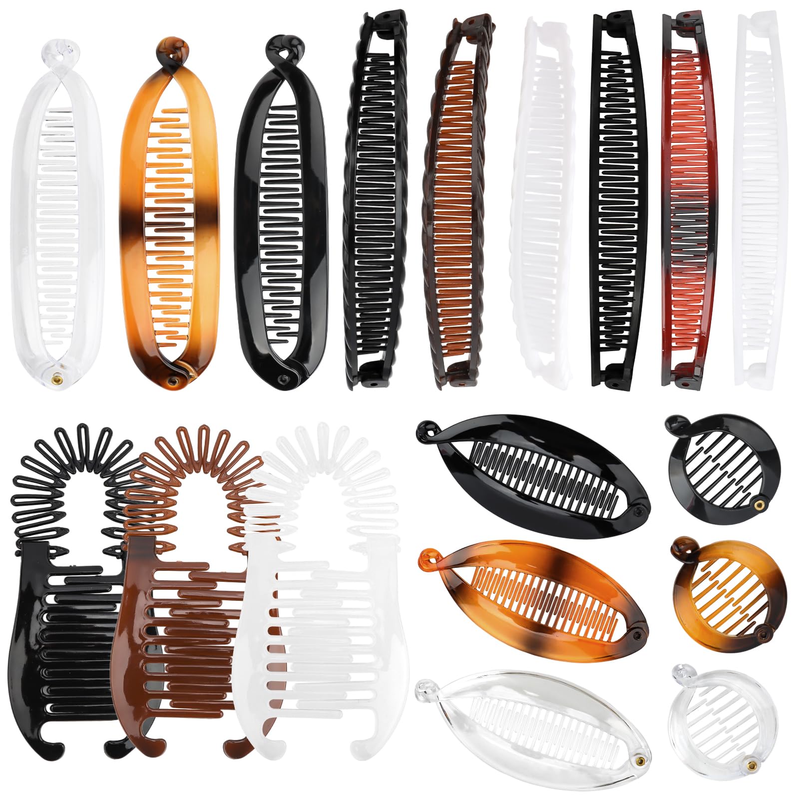 18pcs Banana Clip Hair Clips, Hapdoo Banana Clips for Women Girls Volumizing Ponytail Hair Claw Clip Styling Accessories, 6 Styles