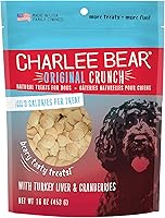 Vista 73 de Charlee Bear - Premios Original Crunch naturales para perro, hecho en los Estados Unidos, golosinas bajas en calorías para entrenar o premiar.