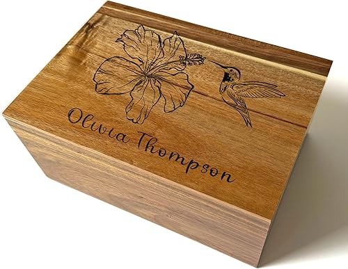 Miniatura 20 de Caja de madera grabada personalizada grande – Caja de recuerdo de madera de acacia con mensaje oculto personalizado, cajas de memoria de nogal para