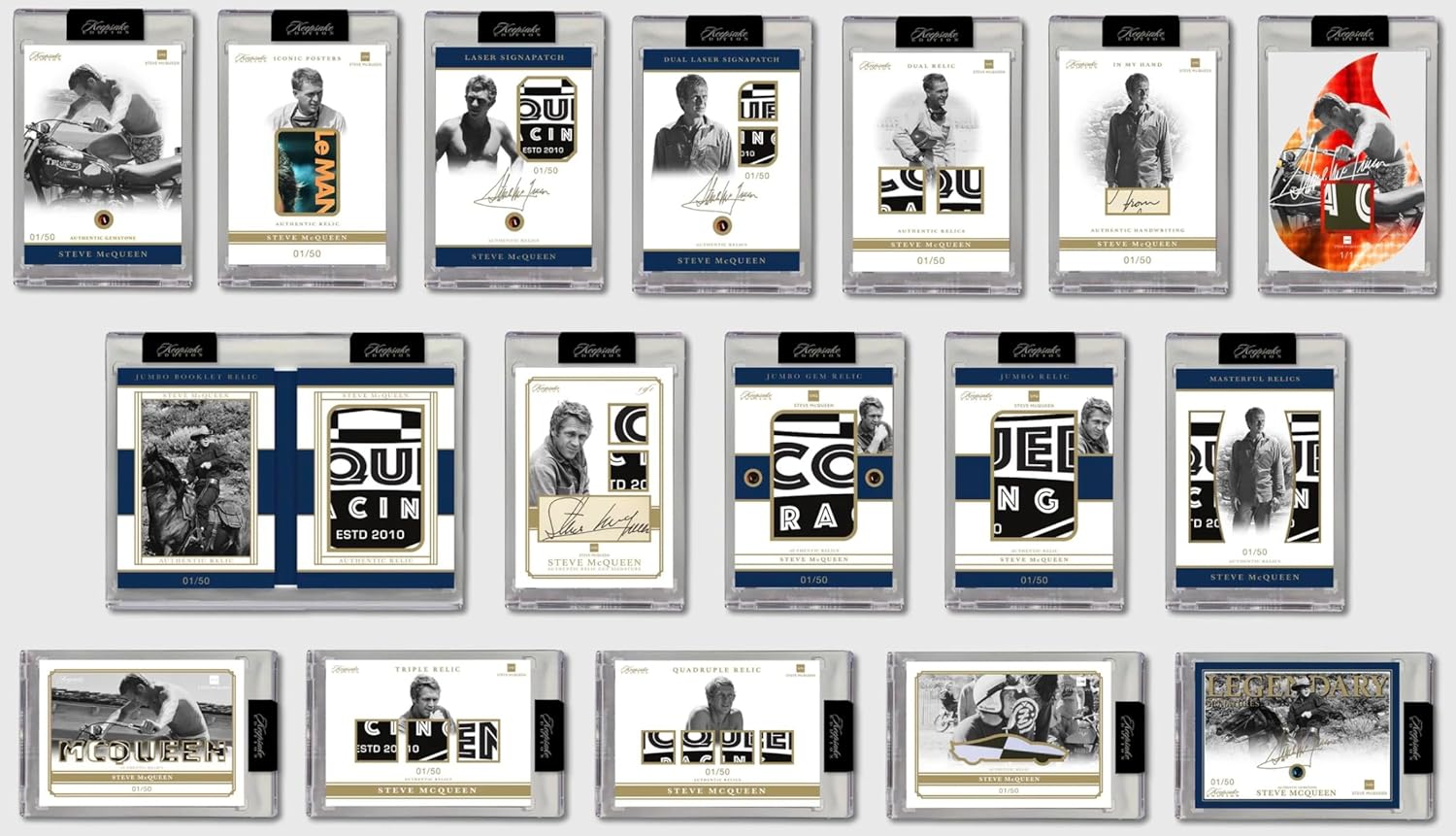 2025 Steve McQueen Keepsake Premiere Edition: 1 Encased Relic and a 5 Card Pack, Featuring Authentic Movie Props, Cut Signatures, Gem Relics