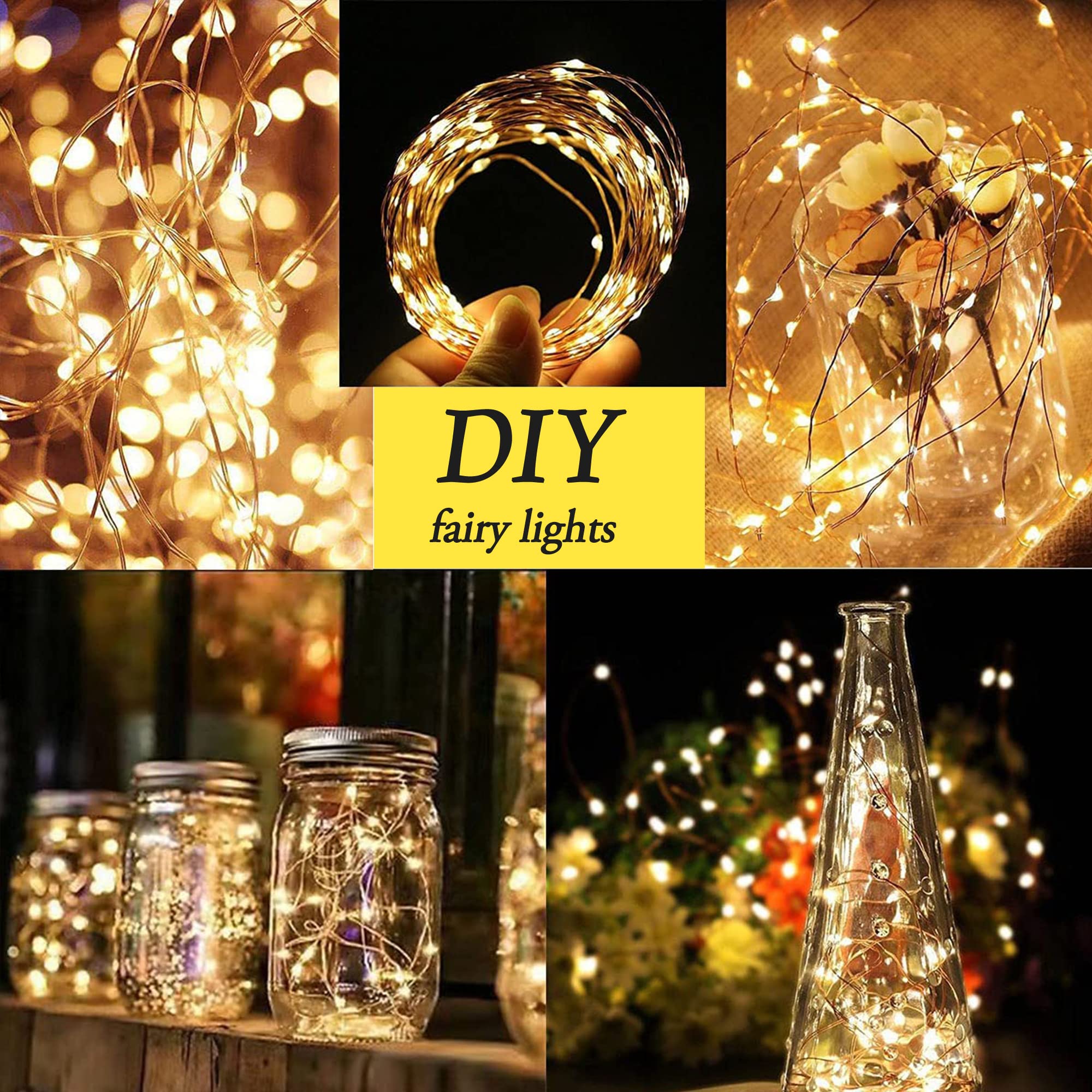 2x Lichterketten Batteriebetrieben, 10 M, 100 LEDs, Silberdraht, Wasserdicht – Für Innen & Außen, Deko, Weihnachten