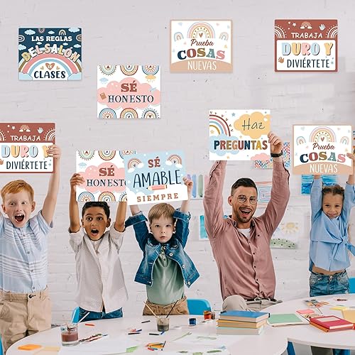 Miniatura 5 de Faccito Letrero motivacional para decoración de aula en español, cartel positivo para porche, letrero inspirador para puerta, decoración de pared,