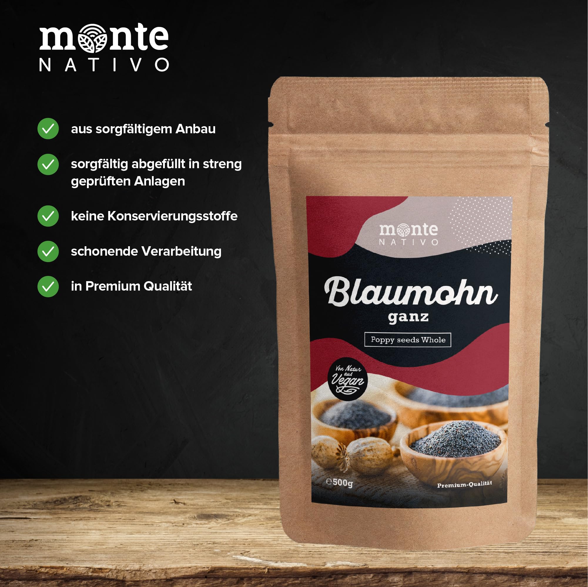 Semillas de Amapola Monte Nativo (500g) - Semillas Amapola para Cocinar - Perfectas para Crackers - Poppy Seeds
