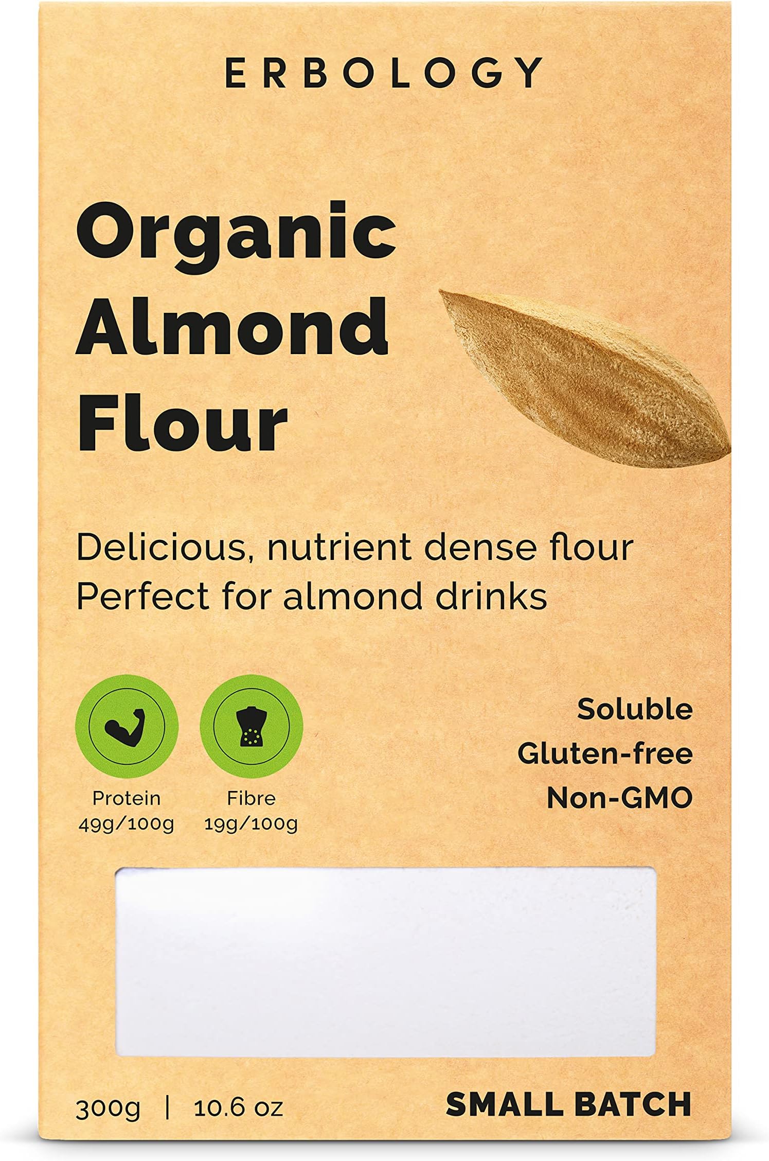 ErbologyOrganic Almond Flour 300g - Defatted - Soluble - Gluten-Free