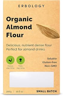 Organic Almond Flour 300g - Perfect for Almond Drinks - Defatted - Soluble - Gluten-Free - From Cold-Pressed Italian Almonds