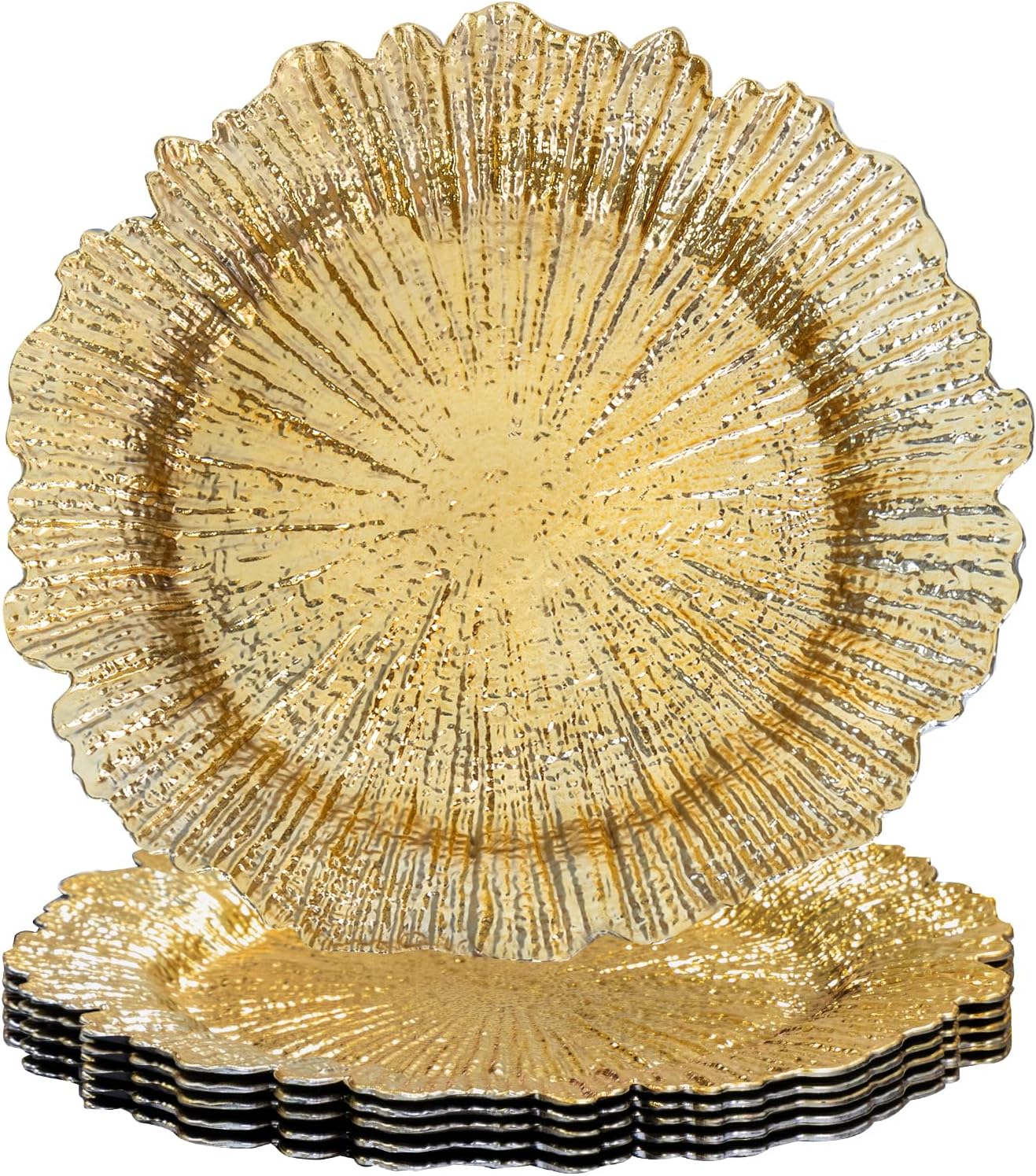 MAONAME 13" Gold Charger Plates, Electroplating Chargers