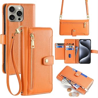 Compatible for vivo IQOO Neo 9 Pro 5G Case,Compatible with vivo IQOO Neo 9 Pro 5G Phone Case Cover [6 Card Slots + 1 Money Clip + 1 Wallet] yHMGK7-orange