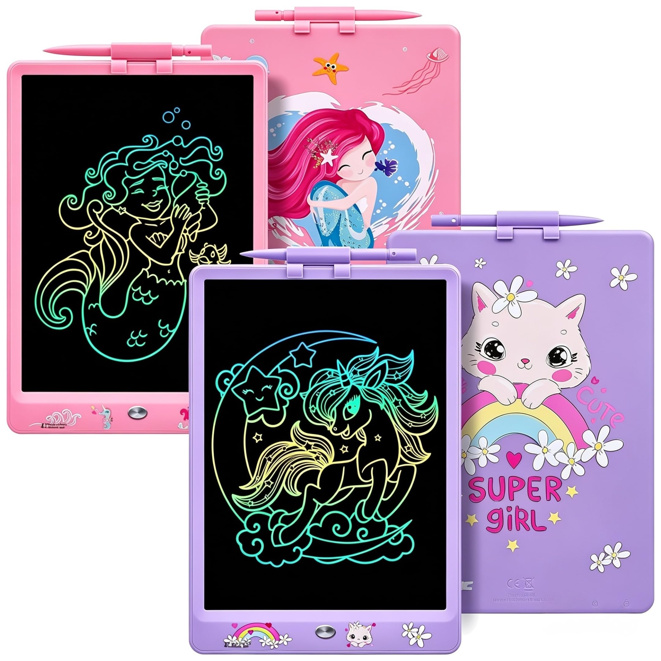 DYNASONIC 10 Inch LCD Writing Tablets for Kids 2 Pack Magnetic Drawing Board Educational Toy