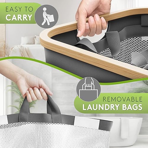 Miniatura 3 de EDELFELD - Laundry Hamper with Lid 150L - Collapsible Laundry Basket with Lid and 3 Sections - Large Hampers for Laundry with Removable Washing Bags