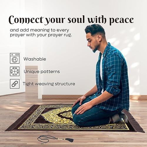 Miniatura 9 de Alfombra de oración musulmana, alfombra de oración islámica fina de felpa suave, Janamaz, Sajada, alfombra de oración, regalo islámico, alfombra de