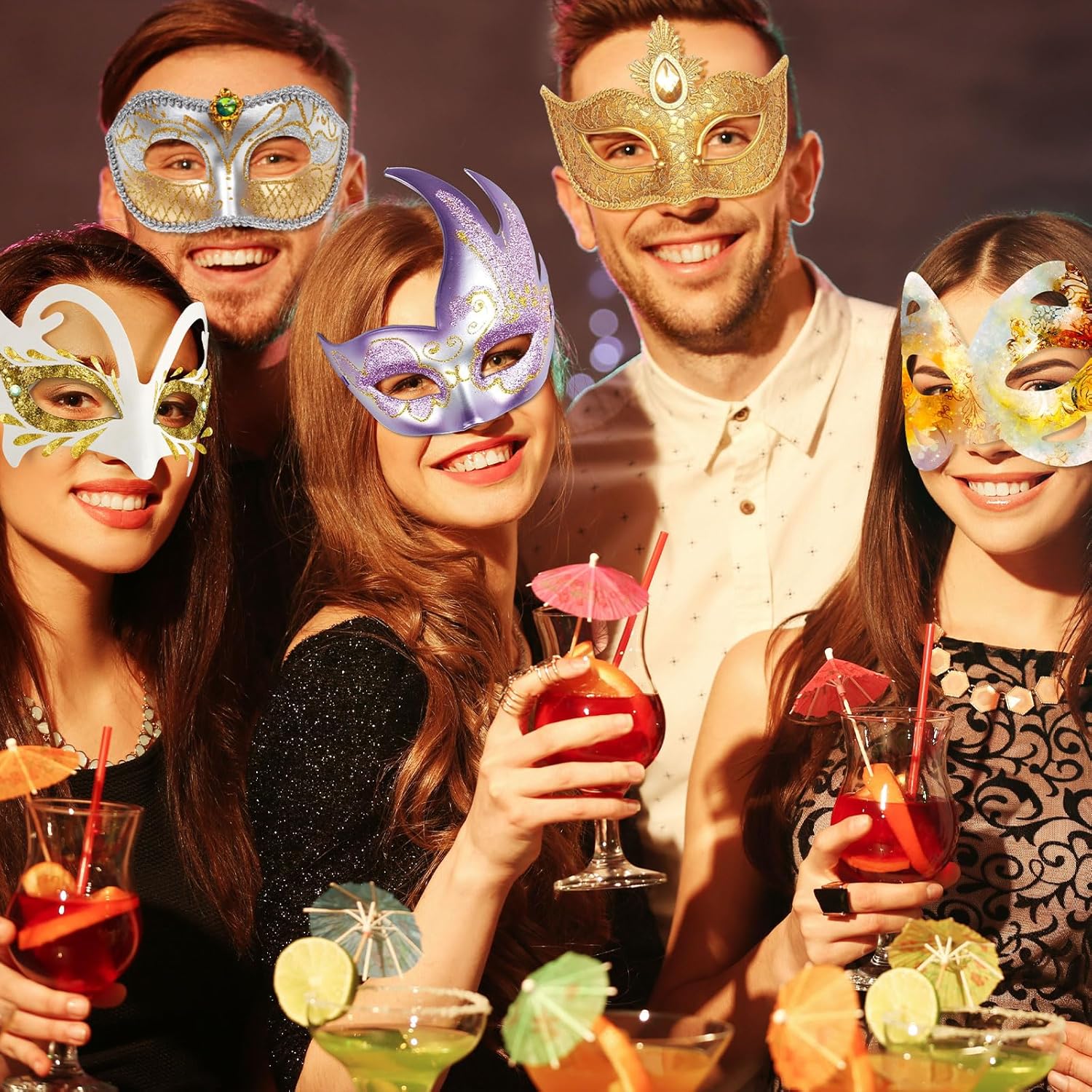 100 Pcs Couple Mask Bulk DIY White Paper Craft Half Face Animal Paint Blank Masquerade Masks for Cosplay Mardi Gras Dance Party Decoration, 11 Styles