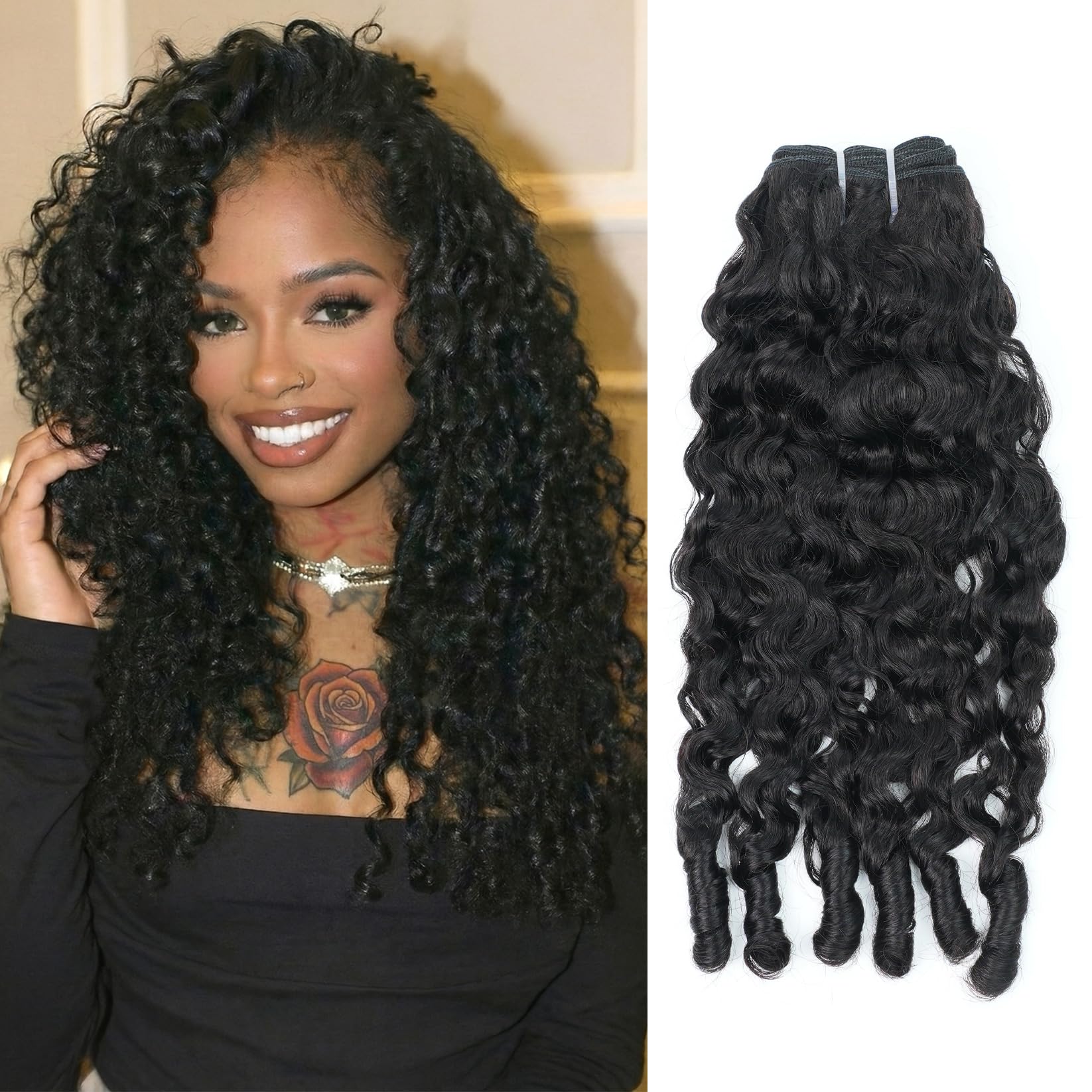 Wequeen 16A Burmese Curly Human Hair Bundles 18 Inch 100% Unprocessed Brazilian Virgin Hair Quick Weave Bundles Human Hair Extensions Real Human Hair,