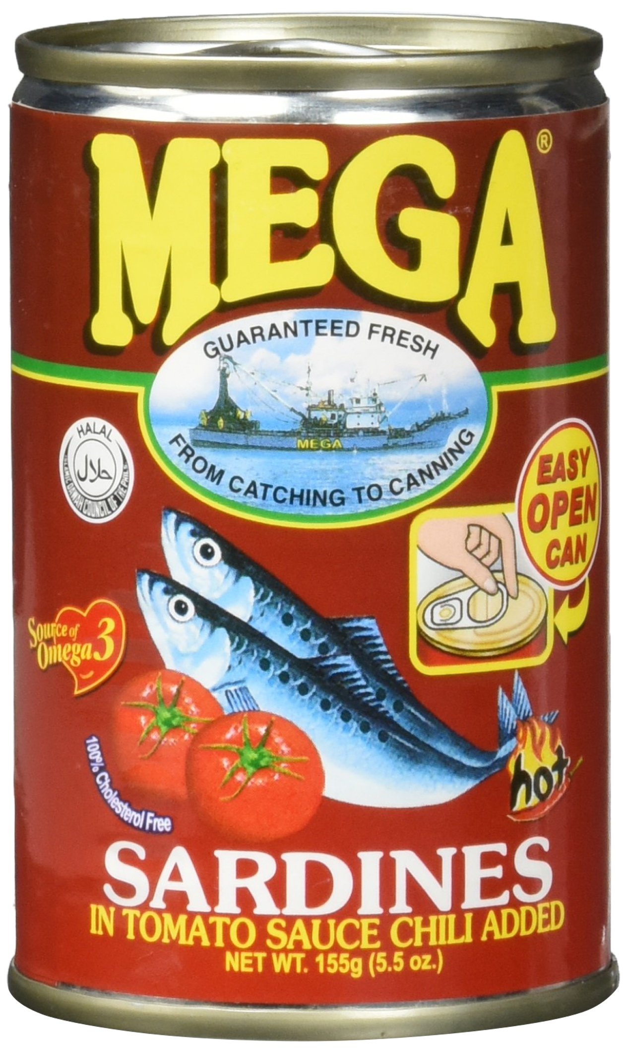 Mega Sardinen Tomaten Sauce & Chili/rot, 24er Pack (24 x 155 g)