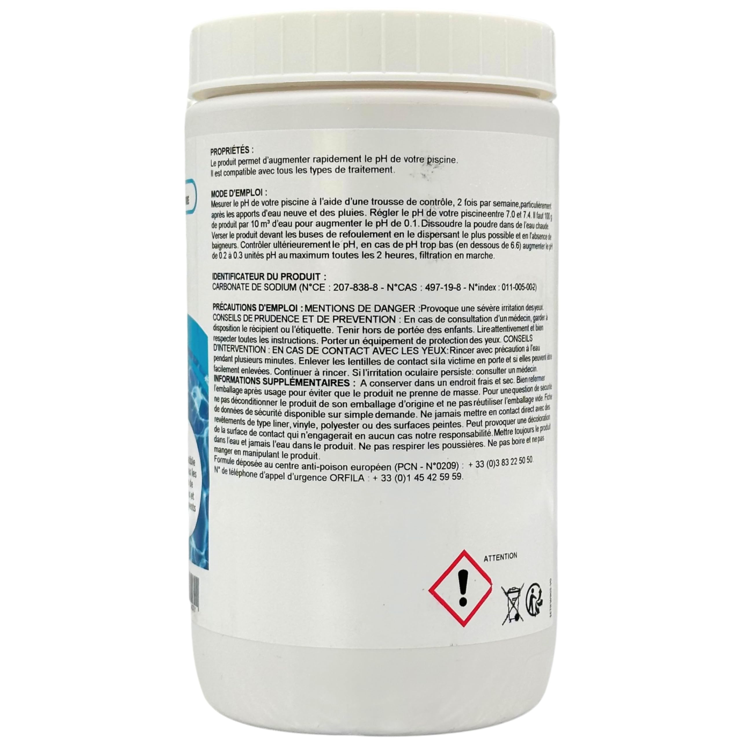 pH Plus Piscine – Rehausseur de pH en Poudre | Augmenter Le pH de l’Eau Rapidement | Traitement Eau Piscine & Spa | Formats 1 kg et 5 kg | Conditionné en France (1KG)