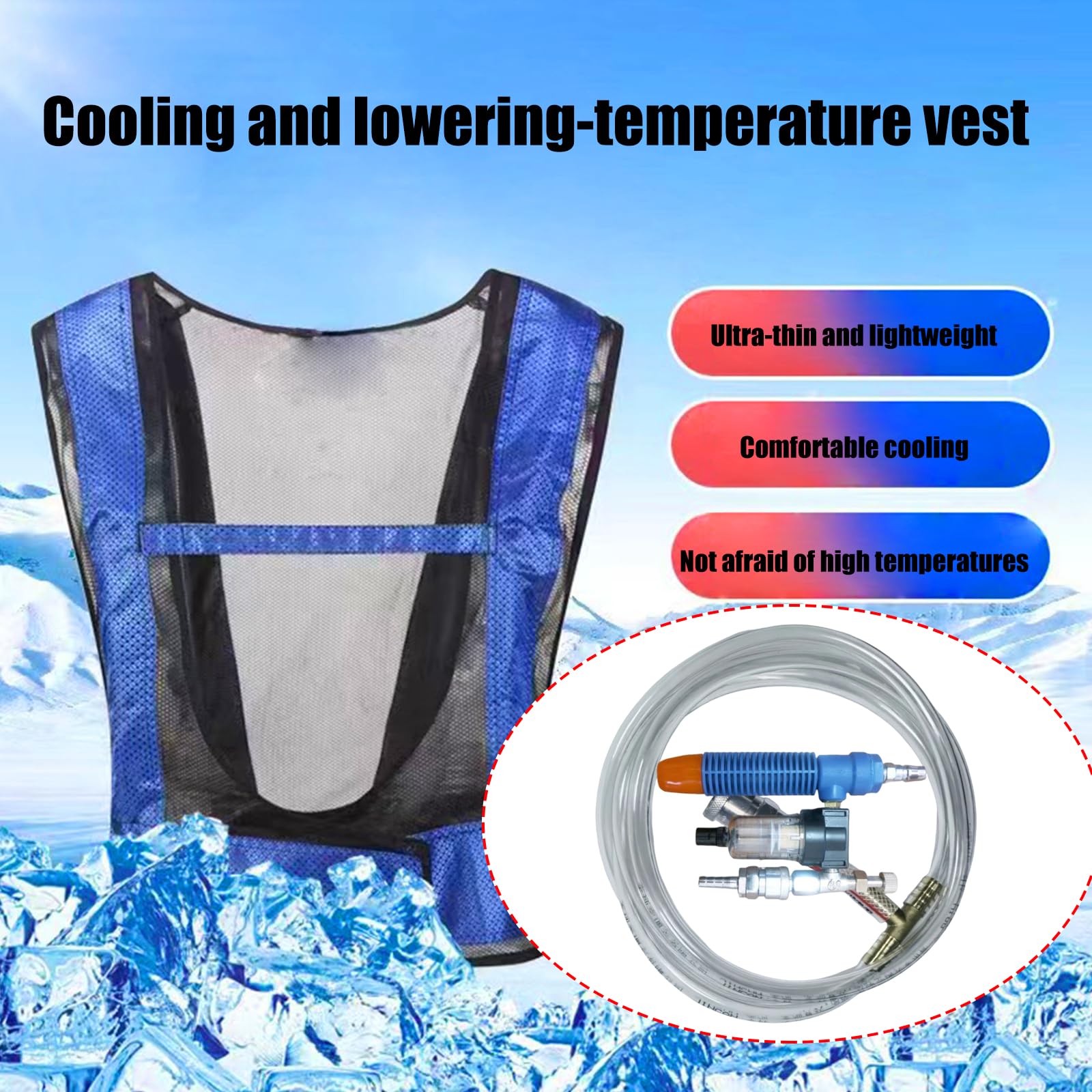 Gilet en nylon refroidi par air comprimé pour chauffage élevé avec réglage facile de la température et utilisation quotidienne confortable