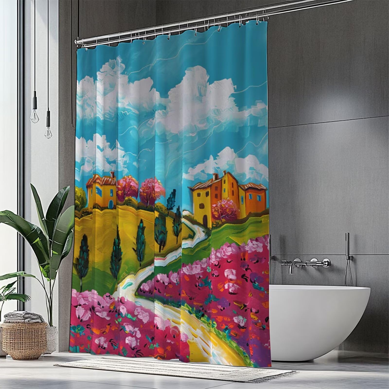 Rideau de douche 90x200 vert impermeable avec ourlet leste pour baignoire