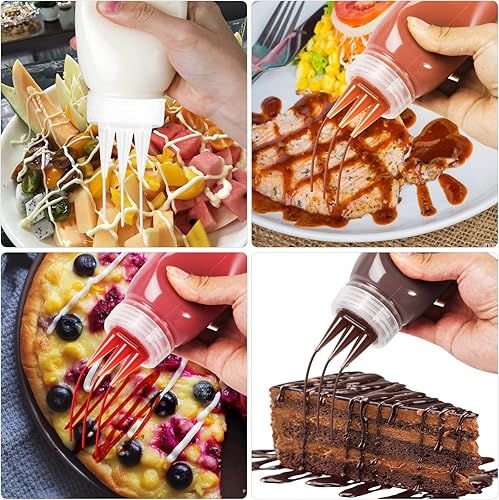 Miniatura 7 de Botellas exprimibles para condimentos, sin BPA, botellas exprimibles para salsas, dispensador de aceite de oliva, botellas de salsa de tomate
