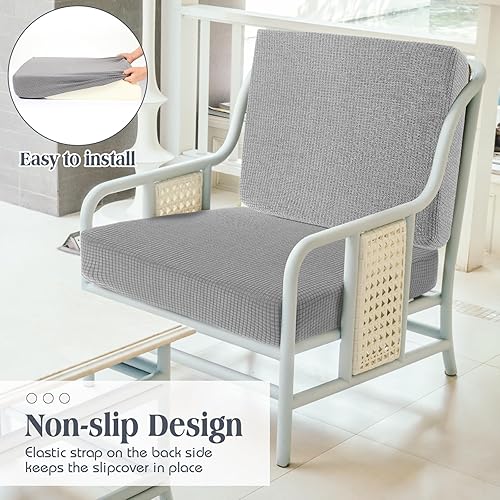 Miniatura 5 de Newwiee 8 fundas de cojín elásticas para sofá para patio, fundas de cojín para exteriores, fundas de sofá de repuesto, funda de asiento suave,