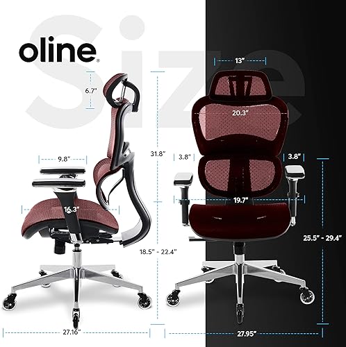 Miniatura 3 de Oline ErgoPro - Silla de oficina ergonómica con reposabrazos ajustable 4D, soporte lumbar 3D y ruedas de cuchilla, escritorio giratorio ejecutivo