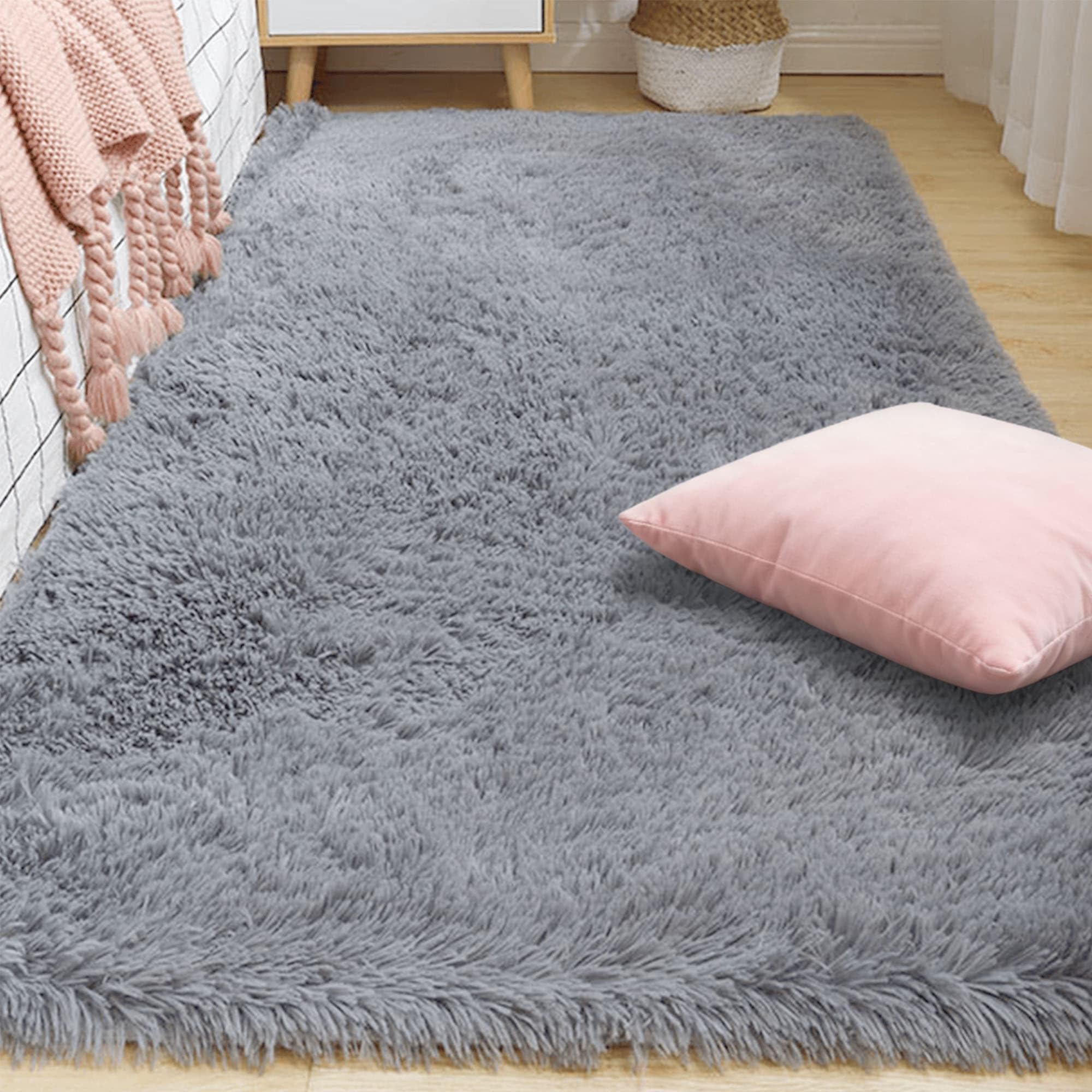 Tapis de salon 100 x 230 cm gris clair ultra doux moderne et polyvalent pour chambre