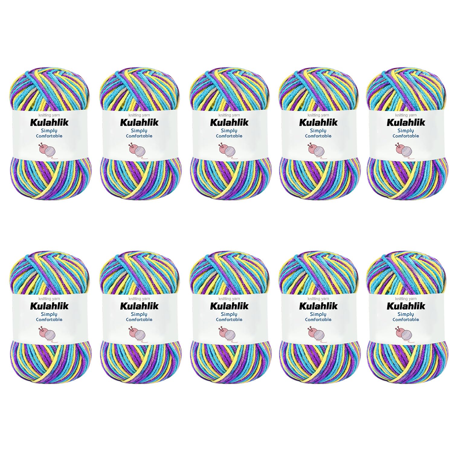 250g(5x50g) Acrylic Yarn for Crochet/Knitting, Colorful Gradient Yarn Thread, 5 Rolls Skeins, Perfect for Any Knitting Crochet and Crafts Mini Project — view 56