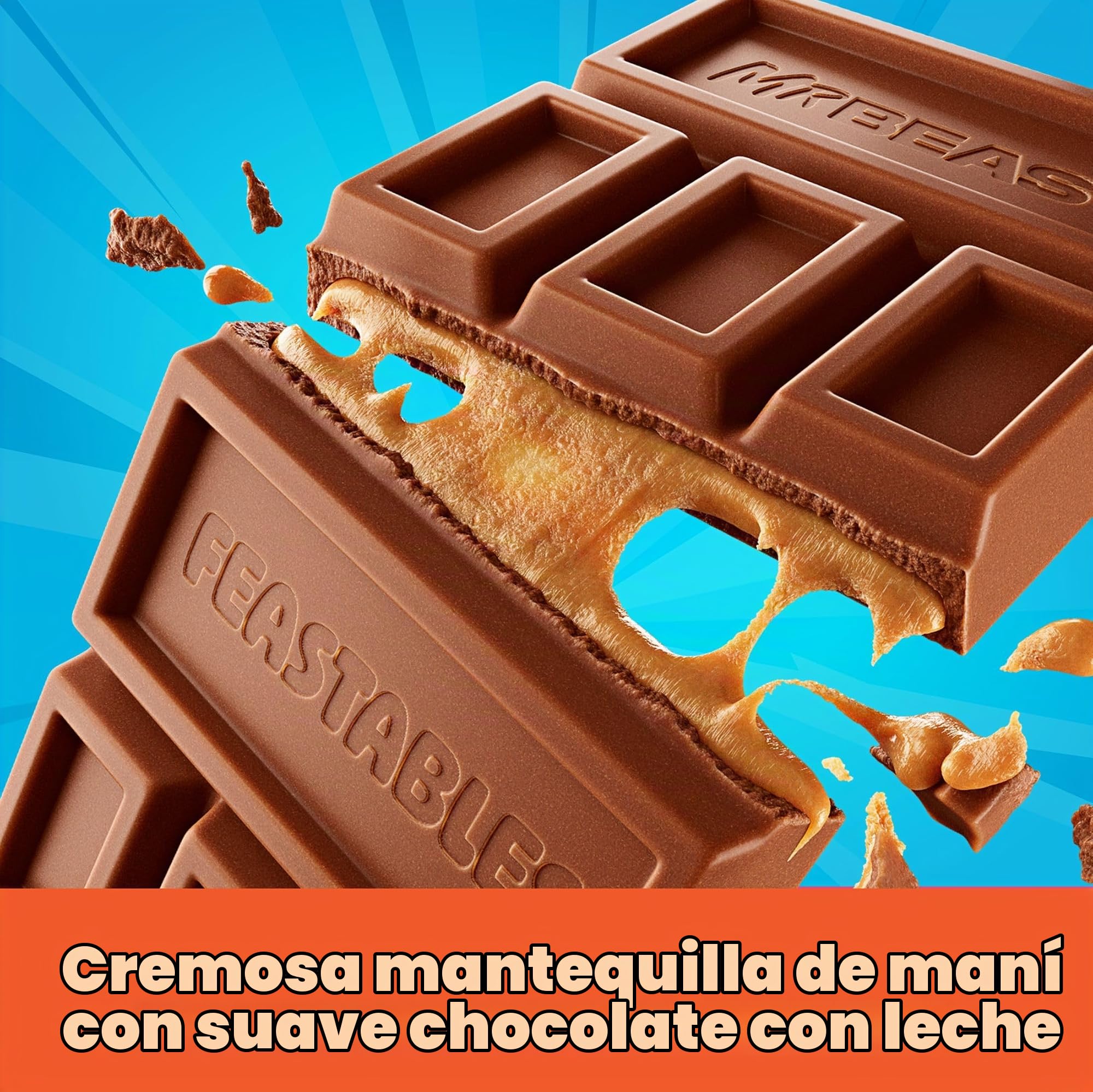 Feastables MrBeast Chocolate Bars/Barras de chocolate (10 x 60 g) - El regalo de chocolate para la verdadera bestia (Deez Nutz/Peanut Butter)