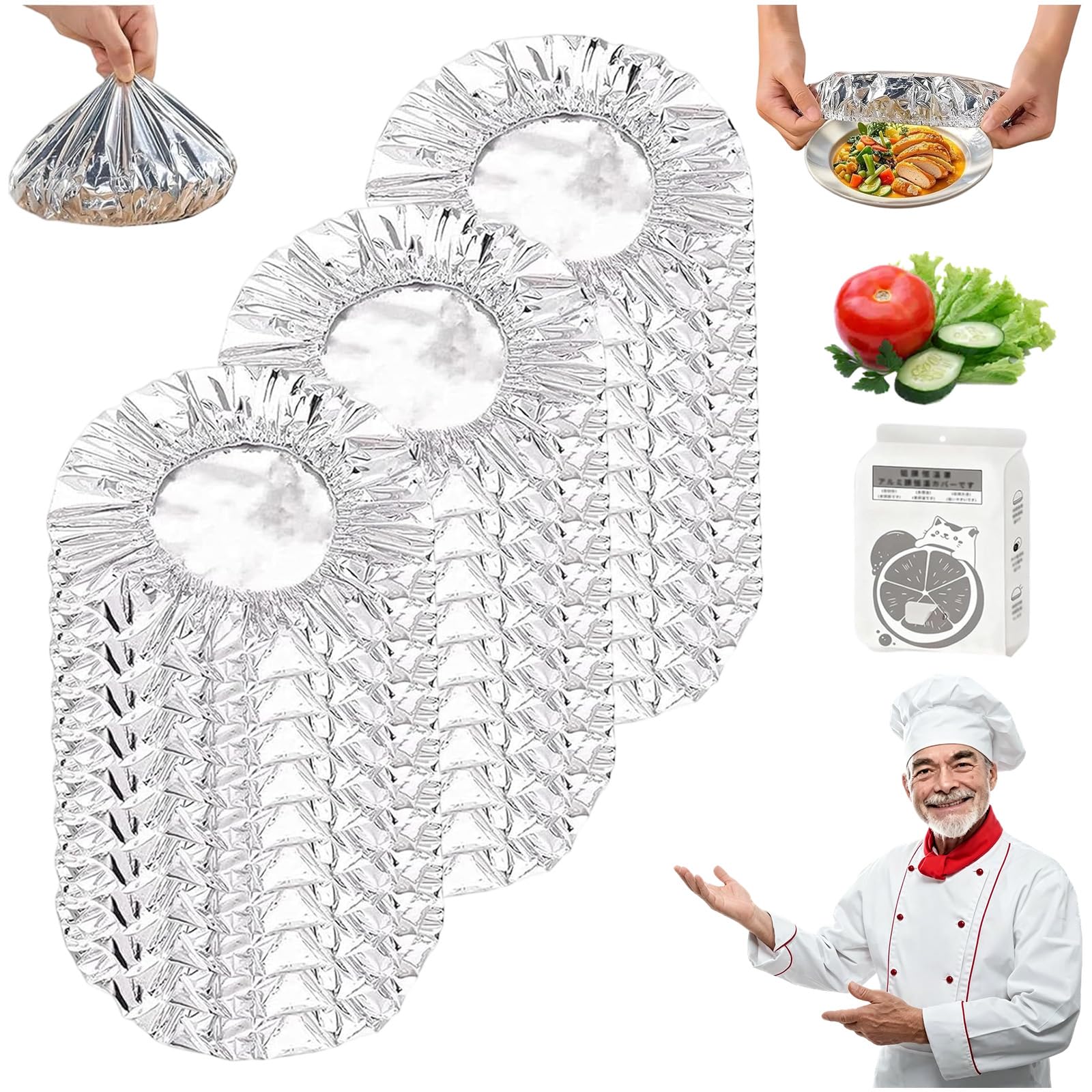 Reusable Aluminum Foil Food Covers: Heat Insulating & Thickened Elastic Lids for Hot Meals, Fresh-Keeping Tin Foil Bowl Covers for Kitchen Food Storage, Picnics and Leftovers (30 Pcs)