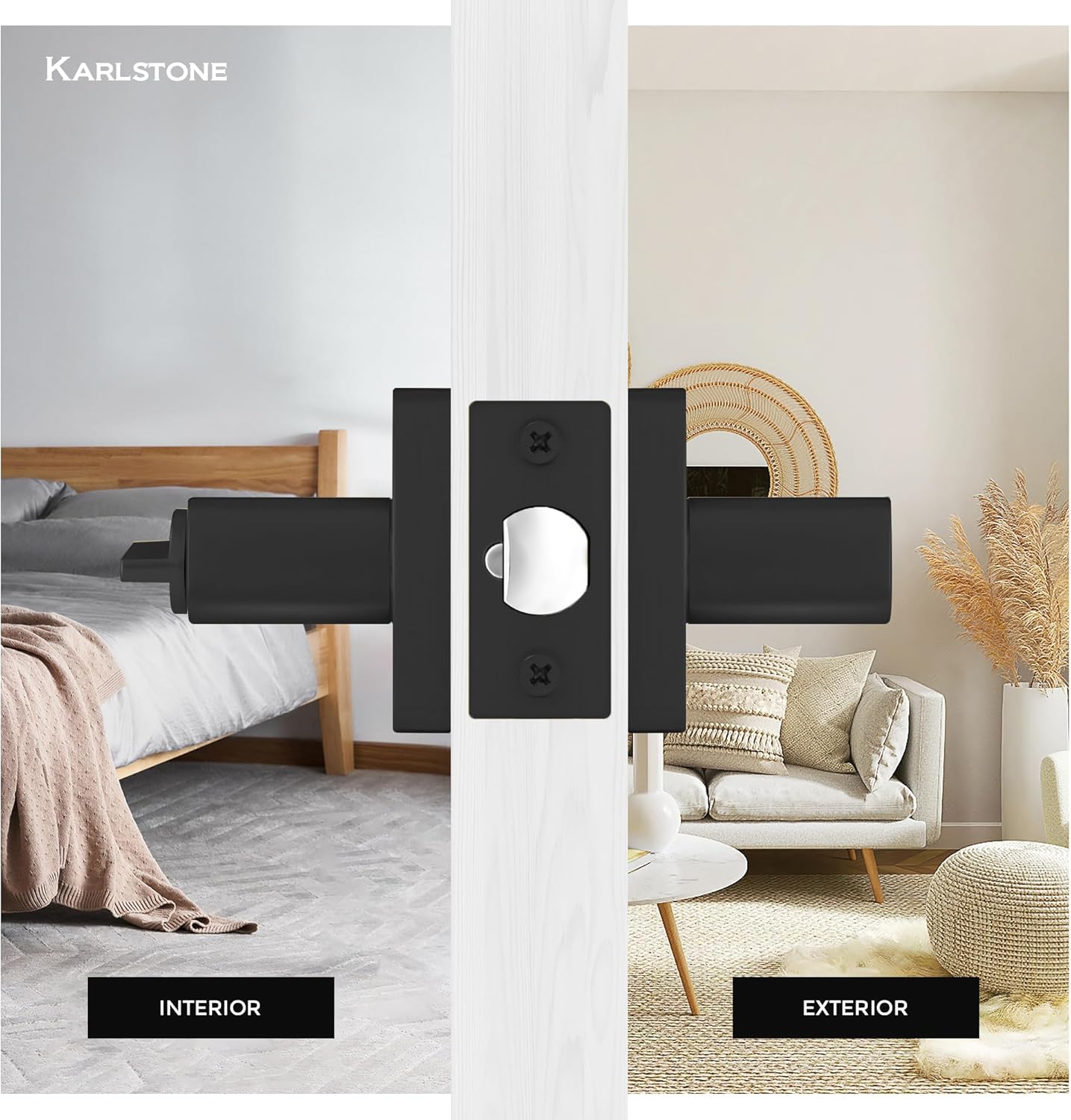 Karlstone 5 Pack Matte Black Door Handle with Lock and Keyed Entry Door Lock/Door Lever Front Door Leverset Lockset,Keyed Alike/Combo Keys