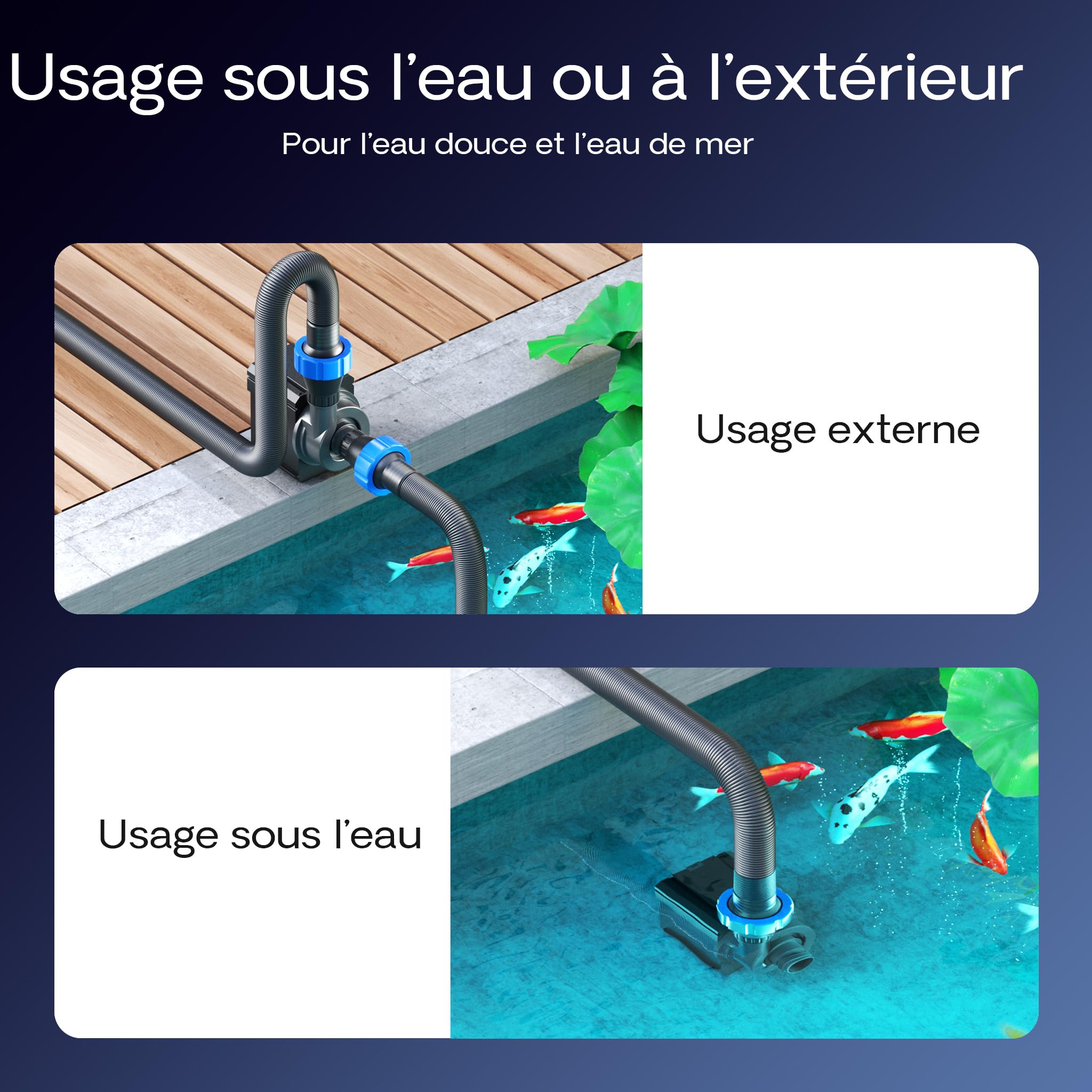 SunSun CTM-8000 Pompe de Bassin SuperECO - 151 x 94 x 120 mm - débit max. 8000 l/h / 70 W/refoulement max. 5,6 m - Filtration Circulation Écumeur eau jardin étang