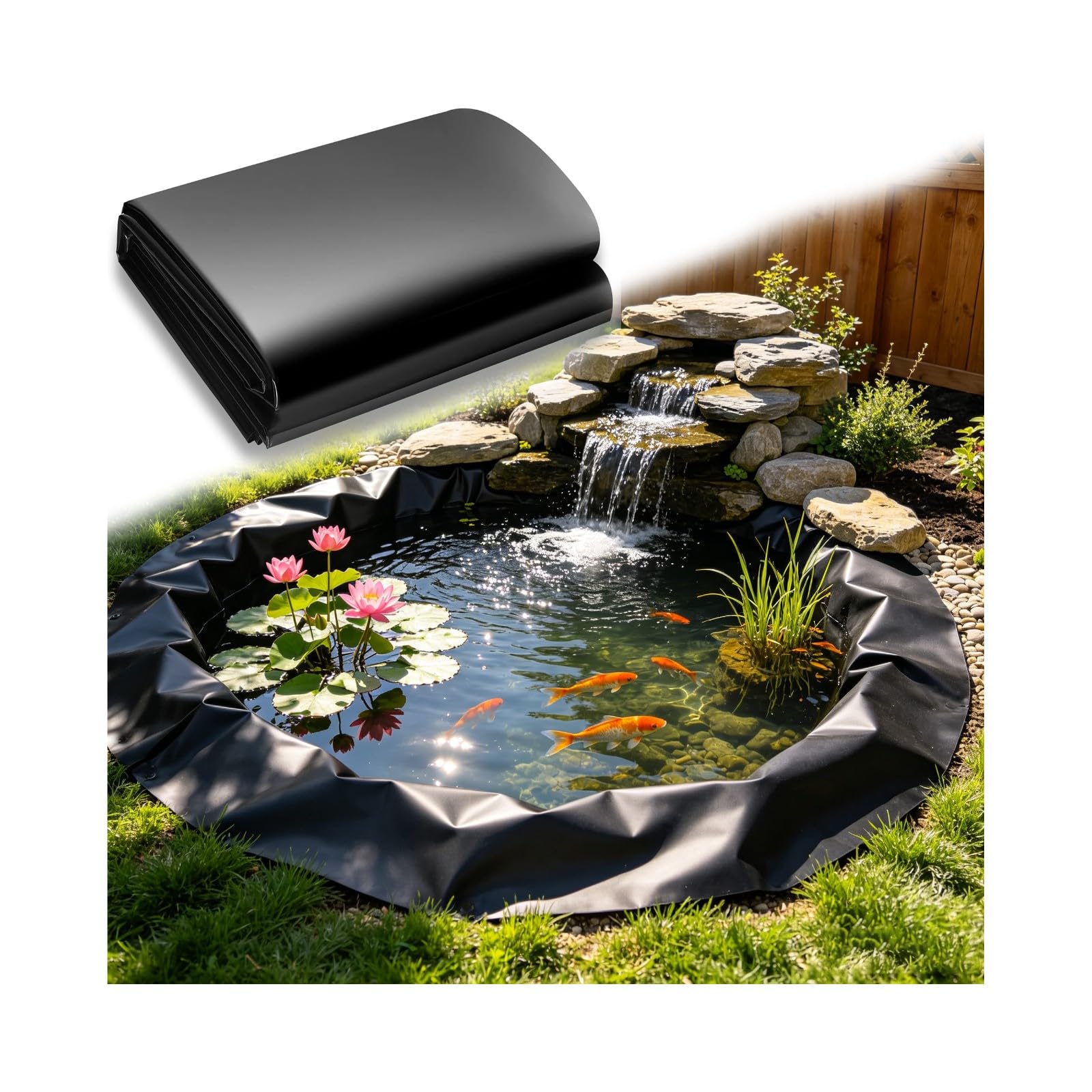 Bâche bassin 5x10.5m en PEHD imperméable pour grand bassin de jardin