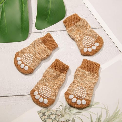Miniatura 6 de Frienda 8 calcetines antideslizantes para perros, calcetines de punto antideslizantes para perros, suela de goma, control de tracción, protectores